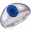 10mm X 8mm Oval Shape Deep Blue Lapis, 14Kt. High Polished White Gold, Oval Shape Blue Lapis Men's Ring