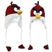 Red Cardinal Knit Wool Bird Hat with Ear Flaps W Mad Angry Face