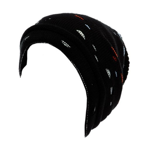 Black Cable Knit Oversize Beanie Hat
