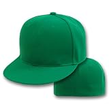 Plain Fitted Flat Bill Hat - Kelly Green