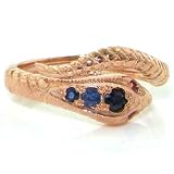 14K Gold (Choice of Yellow or Rose Gold) Snake Ring set with Sapphire & Ruby with Snake Scaling - Finger Sizes 5 to 12 Available