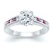1.45 CT CUSHION DIAMOND W ROUND PINK SAPPHIRE RING 18K
