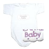BABY BODYSUIT WHITE EMBROIDERY  PINK CLOUD HOOSIER  INDIANA 12 - 18 Months