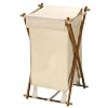 Household Essentials Wood X-Frame Hamper with Polyester Bag and Lid