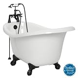 American Bath Factory T010D-OB-L Ascot Champagne Massage Bathtub Faucet Package 1 in White