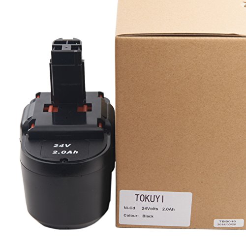  TOKUYI® [24.00V, 2000mAh, Ni-Cd] Replacement Power Tools/Cordless Drill Battery for Bosch PSB 24VE-2, SAW 24V, BAT031, BAT240, 2607335268, 2607335445, 2607335446, 2607335448, 2607335509, 2607335537, 2607335538, 2607335561, 2607335562 