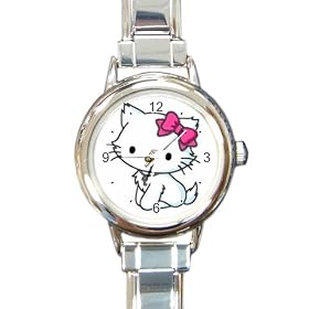 Round Italian Charm Watch of Art Deco Hello Kitty (Accessories, Cute, Hallo, Friends, Gift, Toy, Sanrio, Japanese)