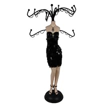 Cocktail Dress Jewelry Stand Black Sequins 14.5"H