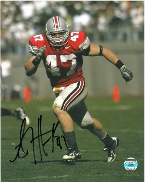 AJ Hawk Autographed/Hand Signed Ohio State Buckeyes 8x10 Photo- Hawk Hologram