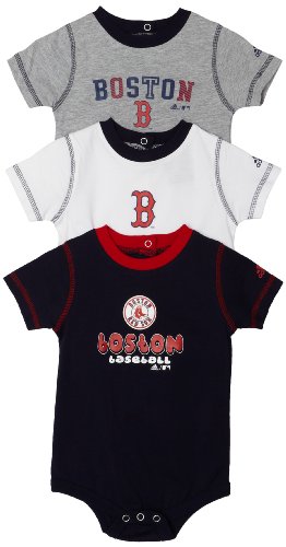 MLB Unisex Infant/Toddler Boston Red Sox 3-Piece Body Suit Set, White/Ash, Large (4T) (24 Months)