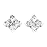 14K White Gold 1/4 ct. Princess Cut Diamond Earrings
