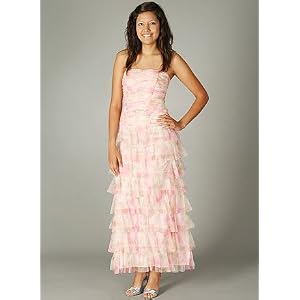 Strapless Floral Ruffle Formal Dress for Bridesmaid Formal Prom