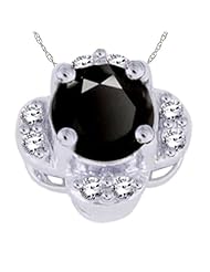 Sterling Silver 0.55 cttw Black and White Diamond Pendant Necklace, 18"