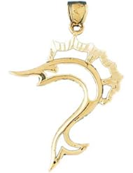 Dazzlers Solid 14k Gold Marlin Sailfish Charm Pendant Available in three colors from jewelsberry (weights: 12.5 grams only)