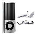 iPod Nano 5th Generation 5G crystal clear hard case accessories package with 5th Gen screen protector, home / car charger, USB cable, pouch