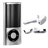 iPod Nano 5th Generation 5G crystal clear hard case accessories package with 5th Gen screen protector, home / car charger, USB cable, pouch