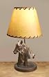 Western Horses Table Lamp with Faux Leather Shade