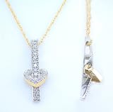 14K Two Tone .26 ctw Diamond Heart Pendant and Chain