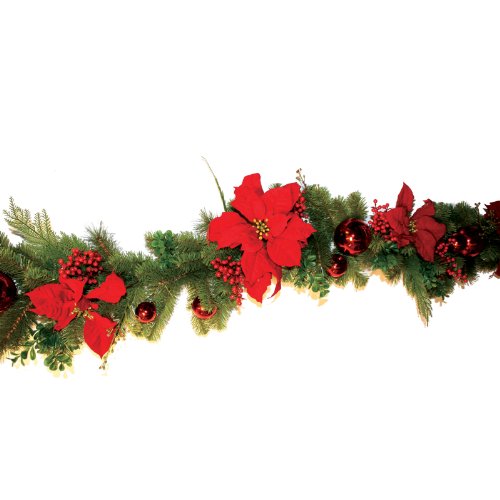 Good Tidings 44223 Garland Mixed Pine  Red Poinsettias, - black friday deal