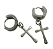 Silver Hoop Earrings Set With Cross Ornament