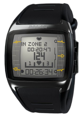 Polar FT60 Men's Heart Rate Monitor Watch (Black with White Display)