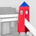 Turm Hochbettturm Bettturm Felix blau rot für Hochbett Spielbett Etagenbett Kinderbett Stockbett Kinderzimmer Jugendzimmer Jonas Paidi Thuka Flexa 4 Dreams