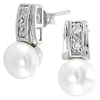 White Sim Pearl & CZ Sterling Silver Earrings