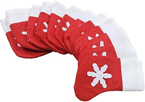 Christmas Santa Claus and Snowflake Tableware Holders Candy Pouch Bag for Party Decorations (12pcs Snowflake Set)