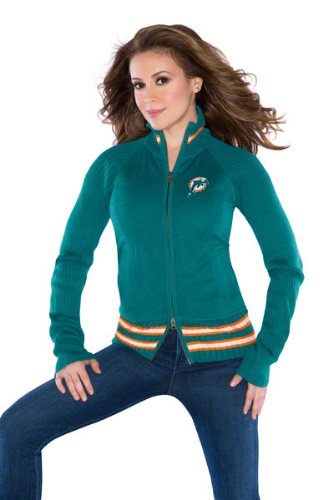 Miami Dolphins Women's Full-Zip Sweater Mix Jacket - by Alyssa Milano