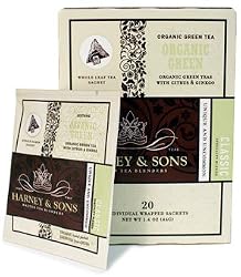 Harney & Sons Fine Teas Organic Green with Citrus & Ginkgo - 20 Wrapped Sachets