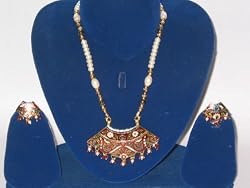 Wedding Gift Meenakari Necklace Set and Earring in Multi Beads-3pc Set(Brand New)