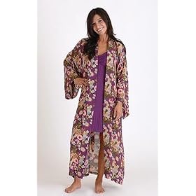 DreamSacks Long Geisha Print Silk Robe