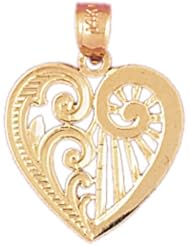 Dazzlers Solid 14k Gold Heart Charm Pendant Available in three colors from jewelsberry (weights: 1.3 grams only)