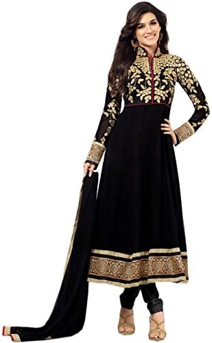 New Heavy Kriti Sanon Black &amp; Gold Long Length Designer Anarkali Suits