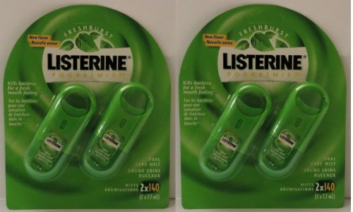 Listerine Pocketmist Oral Care Mist, Freshburst, 2 Count Each (Pack of 2) 4 X 140 Mist Total