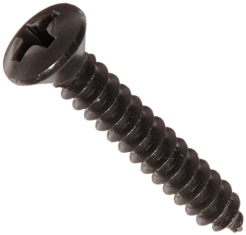 Steel Sheet Metal Screw, Black Oxide Finish,  82 degrees Oval Head, Phillips Drive, Type AB, #8-18 Thread Size, 1