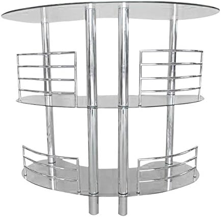 DaoHeng Modern Clear Tempered Glass Bar Table with Metal Standing