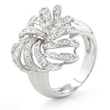 Sterling Silver Diamond Flower Ring