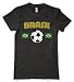 (Cybertela) Brasil Flag Soccer Ball Women's T-shirt Country Sport Tee (Black, Medium)