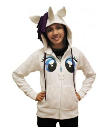 My Little Pony Rarity Face Juniors White Costume Hoodie with Mane & Horn