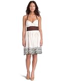 Trixxi Juniors Pleated Border Print DressChocolate3