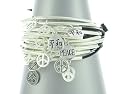 Gorgeous 15 Multi-Layered Peace Hearts Love Hope Charm Bangle Bracelets Silver & Black Chinese Peace