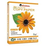30% Recycled Copy Paper, 92 Brightness, 20lb, 8-1/2 x 11, White, 5000/Carton