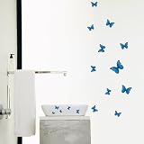 Easy Instant Decoration Wall Sticker Decal – Flock of Vibrant Blue Butterflies