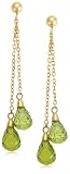 14k Yellow Gold Peridot Double Briolette Drop Earrings