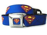 Superman Shield Blue Seatbelt Belt and Buckle