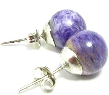 Charoite Sterling Silver Stud Earrings