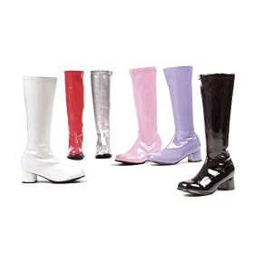 175-DORA, Children's Costume Dora Gogo Boots in White, Red Pink, Purple, Silver or Black by Ellie Shoes
