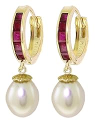 14k Solid Gold Ruby Earrings with Pearls