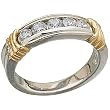 0.50Ct.T.W. Round Brilliant Cut Diamonds, 18Kt. Yellow Gold and Platinum Men's Diamond Wedding Band